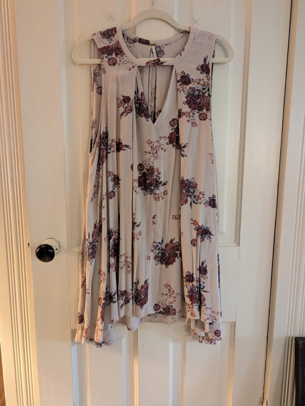 Free People Cream Floral Print Flowy Swing Dress Tunic - Size Medium